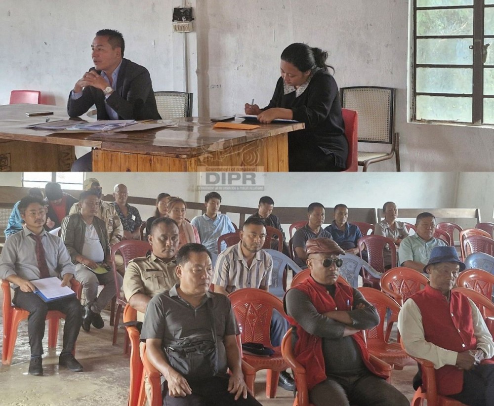 ADC Longkhim, Anoka H Assumi addressing the SDPDB meeting held at DUDA Hall, Longkhim on June 30. (DIPR Photo)